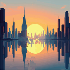 sunset in the city