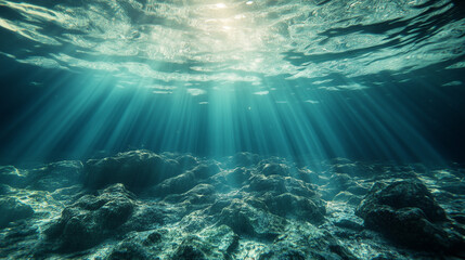 Fototapeta premium Underwater Ocean View with Sun Rays 