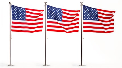 Patriotic american flag waving on flagpole for independence day celebration memorial day united states of america