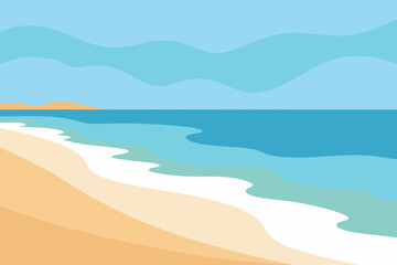Serene Coastal Vista Beach, Ocean, and Sky in Harmony