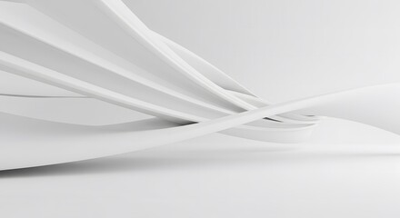 Obraz premium Minimalist White Abstract Background with Flowing Curved Lines – Modern 3D Design