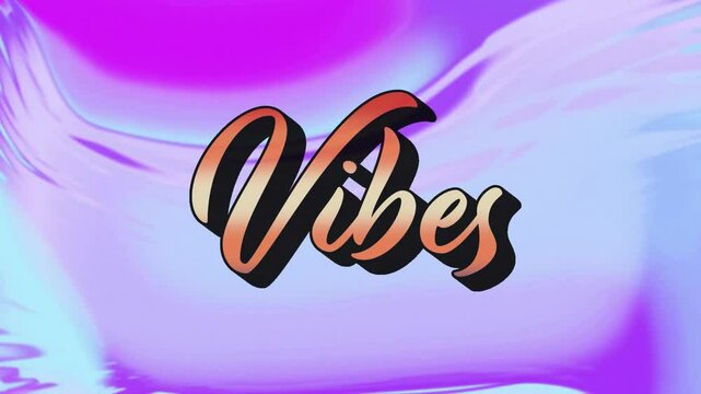 Drop shadow emerging Vibes logo driving magenta aqua waves forming ribbon for dynamic branding