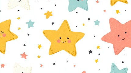  yellow, stars on a white background.Vector illustration of a seamless pattern
