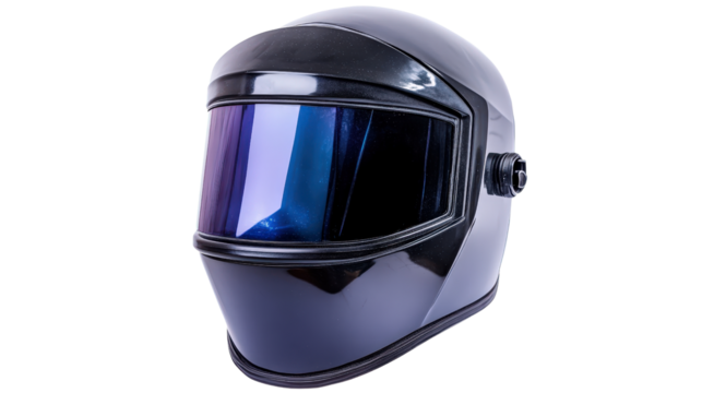 Full-face welding helmet with auto-darkening lens, protective headgear, Transparent background, PNG file