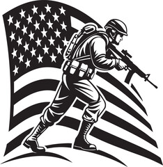 4th july american independence day silhouette vector set