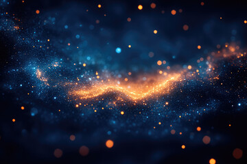 Naklejka premium A Luxurious Blue and Gold Starry Nightscape