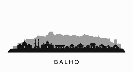 Obraz premium Balho city skyline silhouette with architecture.