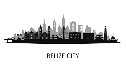 Obraz premium Belize City Skyline with Silhouette, and Landmark.