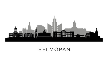 Obraz premium Belmopan Skyline Silhouette with Belize, and Cityscape.