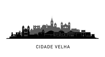 Obraz premium Cidade Velha Silhouette Landmark vector.
