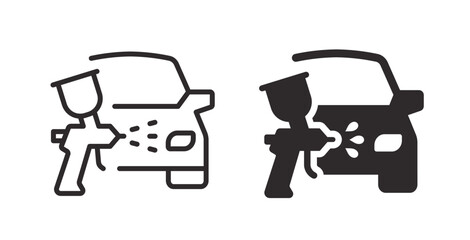 Auto paint service icon with spray gun. Vector illustration.