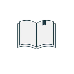 Open book linear illustration with layered turning pages