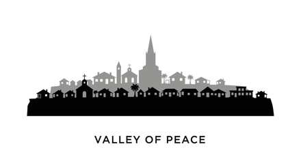 Naklejka premium Cityscape silhouette Village skyline icon.