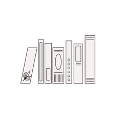 bookshelf illustration in linear style