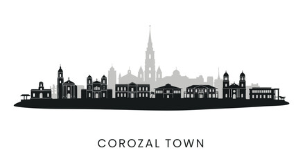 Fototapeta premium Corozal Town Skyline Belize Cityscape Silhouette.