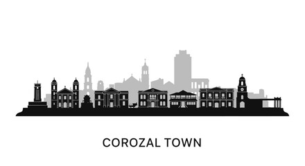 Obraz premium Corozal Town Belize Skyline Vector Silhouette.