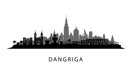 Obraz premium Dangriga Belize Skyline Black Silhouette Vector.