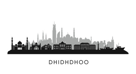 Obraz premium Dhidhdhoo Cityscape Silhouette.