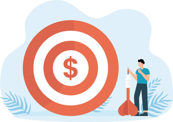 Achieve financial goal and success investment or make money target, win wealth and savings objective or accomplishment concept
