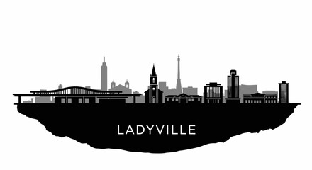 Obraz premium Ladyville Belize Skyline Silhouette Black White.