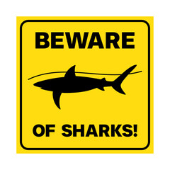 Shark swimming road sign template, Vector illustration beware sharks symbol