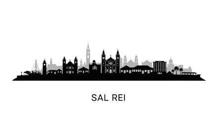 Naklejka premium Sal Rei Cape Verde Skyline Vector Silhouette.