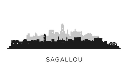 Naklejka premium Sagallou Skyline City Silhouette Vector.