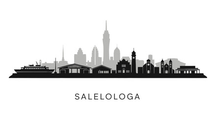 Obraz premium Salelologa Samoa Skyline Cityscape Silhouette.