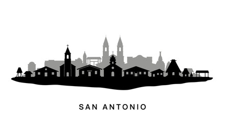 Naklejka premium San Antonio Skyline City Silhouette Vector.