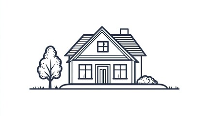 Fototapeta premium Minimalistic Home Roof Icon Symbolizing Shelter and Protection in Simple Line Art