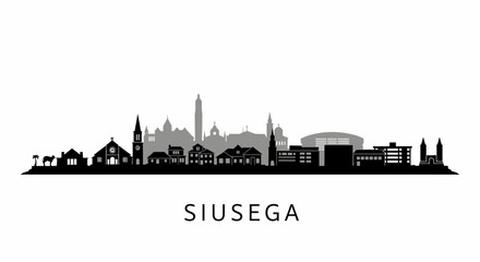 Fototapeta premium Siusega Samoa Skyline Black Silhouette.