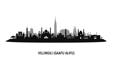 Obraz premium Villingili Skyline Black silhouette with white.