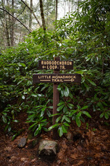 Trail sign at Rhododendron State Park in New Hampshire's Monadno