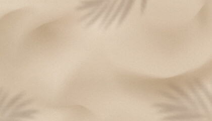 Sand texture with sunlight, shadow leaf for summer background,Beach sand background with coconut palm leaves shadow,Vector top view nature sandy surface abstract waves pattern of desert dune © Anchalee