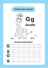 Illustration Isolated Animal Alphabet Trace and color Letter G-Goat
