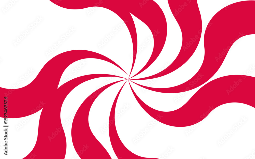 Poster Abstract background with hypnotic swirl pattern and bright red and white wavy radial lines. Central focal point and spirals outward with fluid, dynamic motion. Flat, vibrant, and suitable for pop-art