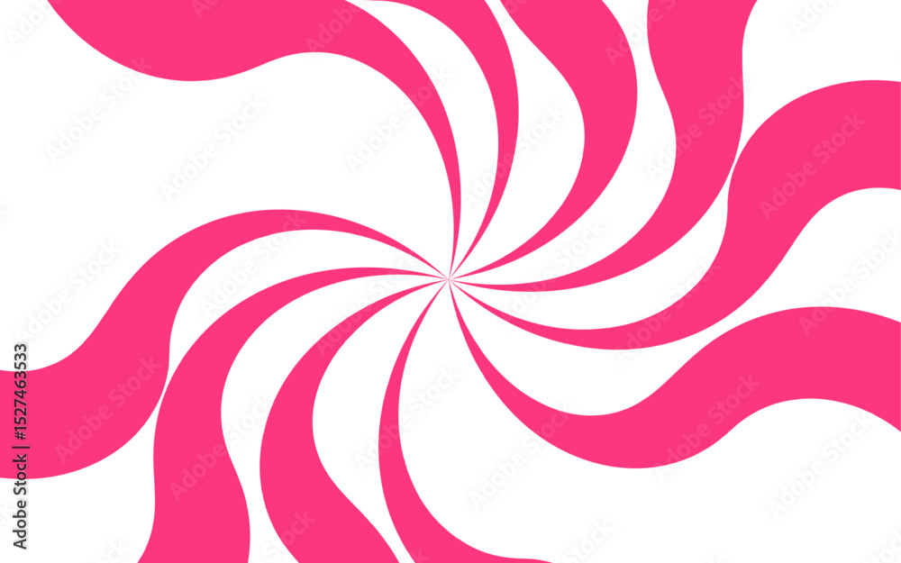 Poster abstract background with hypnotic swirl pattern and bright pink and white wavy radial lines. central