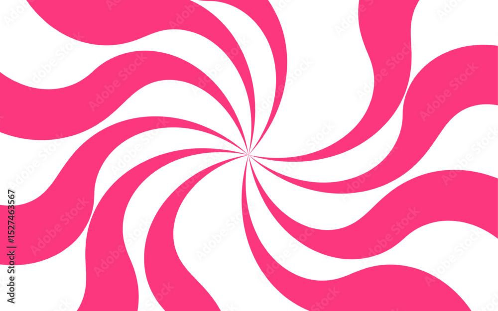 Poster abstract background with hypnotic swirl pattern and bright pink and white wavy radial lines. central