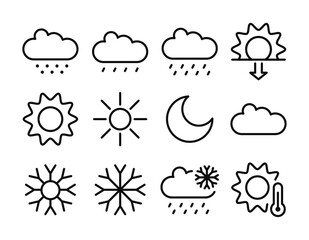 Weather Icons Sun, Clouds, Rain, and More