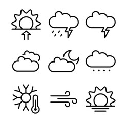 Weather Icons Sun, Clouds, Rain, and More