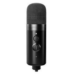 Black USB microphone studio recording equipment podcast mic technology on transparent background