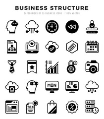 Business Structure Icons Pack. Lineal Filled icons set. Lineal Filled icon collection set.