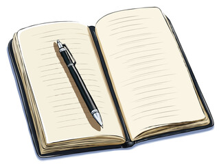 Notebook and pen vector art
