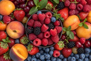 Fototapeta premium Fresh Summer Berries and Stone Fruits 