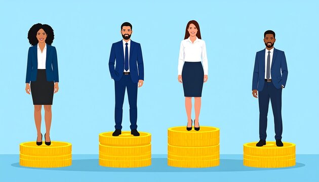 Gender Parity, Flat Design, Men and Women, Equal Stature