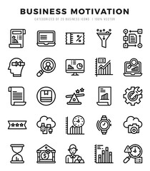 Set of Business Motivation Icons. Simple Lineal art style icons pack.