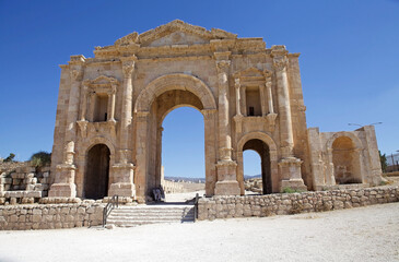 Fototapeta premium The Arch of Hadrian at the ancient city of Gerasa, now Jerash, Jordan