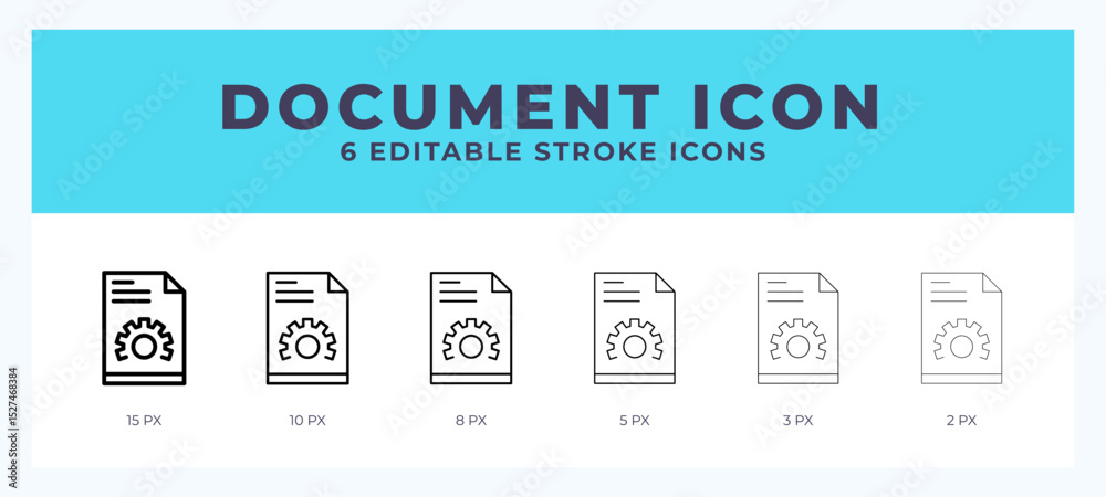 Fototapete Document icon in thin line. Bold line. Regular line. Editable stroke.