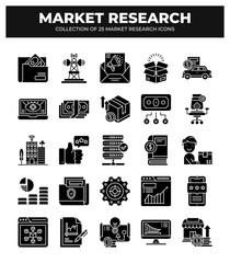 Collection of 25 Market Research Icons: Business Analysis. Data. and Marketing Strategy