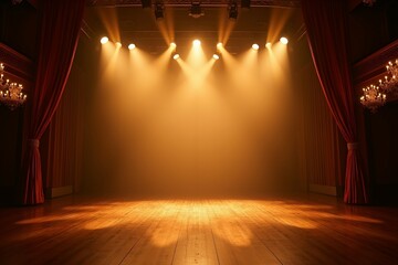 Empty stage awaits the spotlight magic ready for the performance drama unfolds